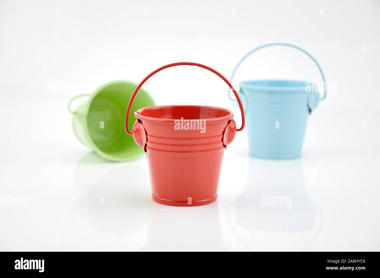 Small bucket with handle made of metal isolated on white background Stock  Photo - Alamy