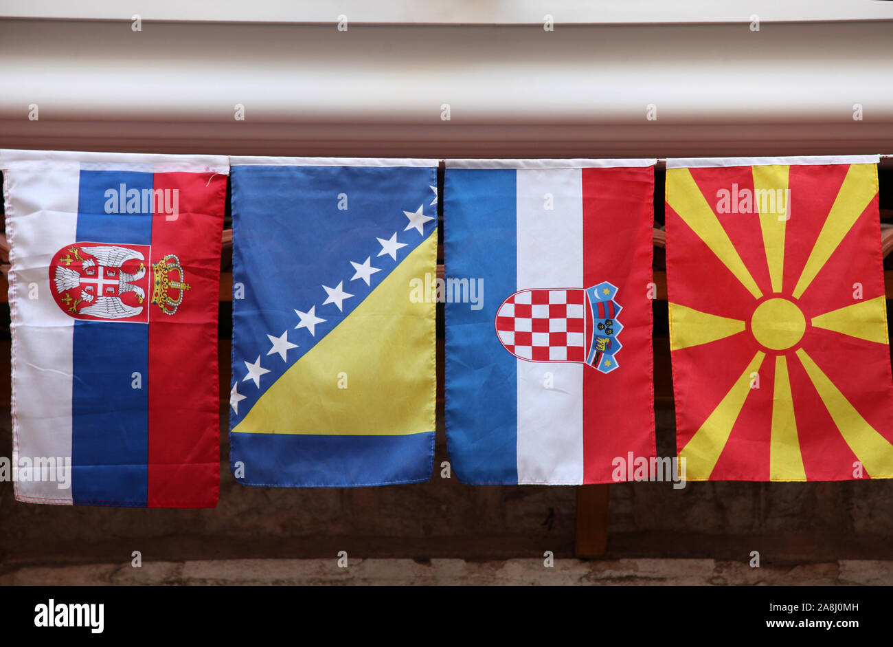Flags of countries of the former Yugoslavia Stock Photo