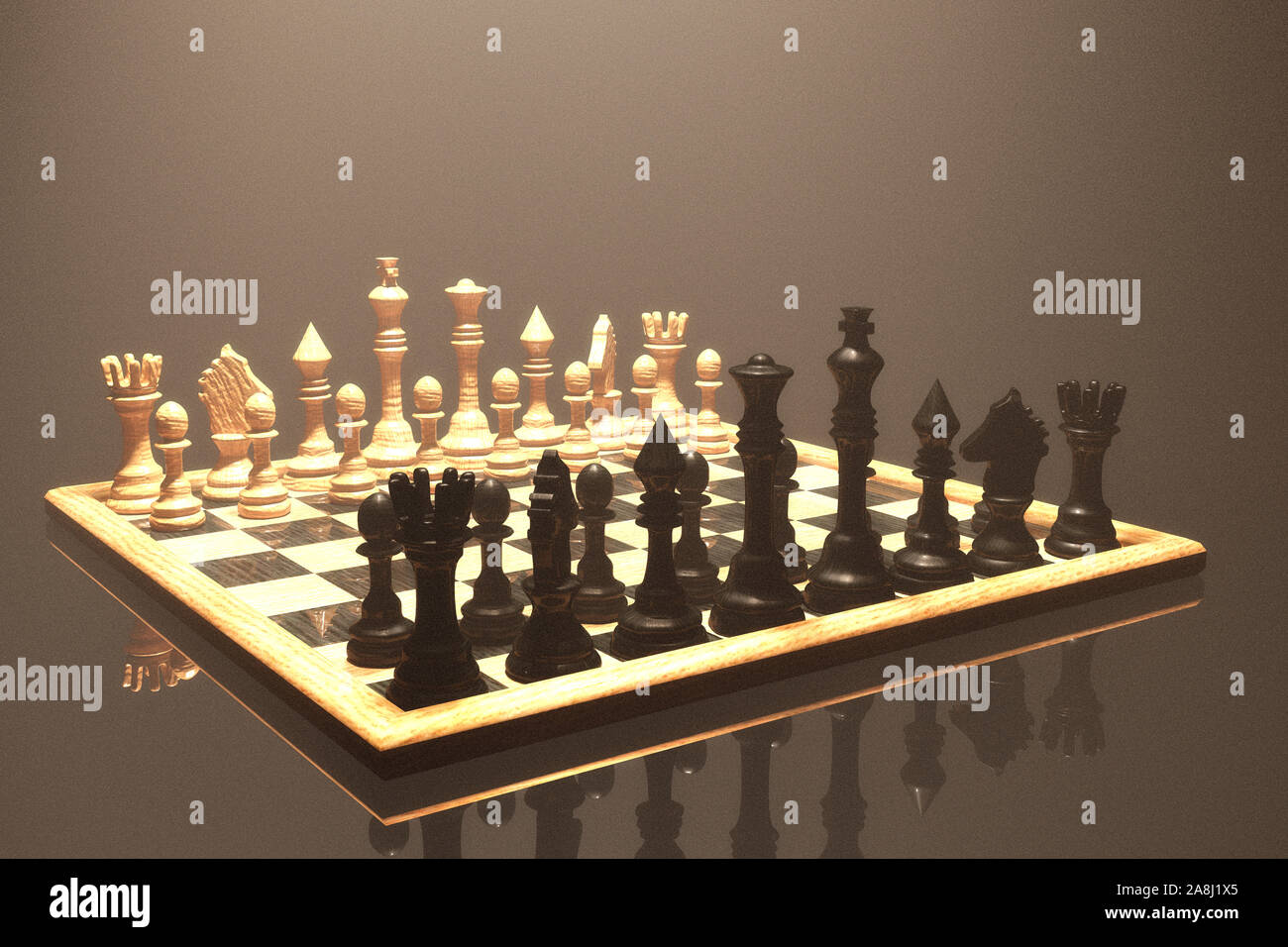 Digital 3D Illustration of a Chess Board Stock Photo - Alamy