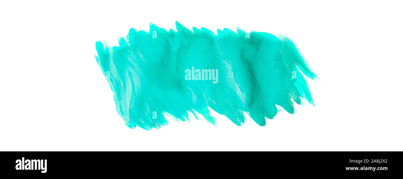 Mint Green Textured Brush Strokes From Watercolor Paint Isolated