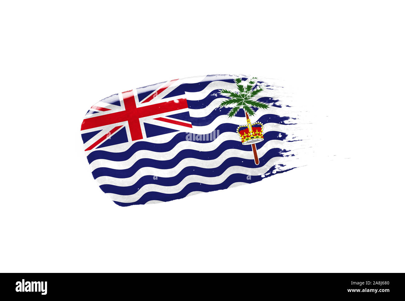 Brush painted British Territory in the Indian Ocean flag. Hand drawn style Stock Photo