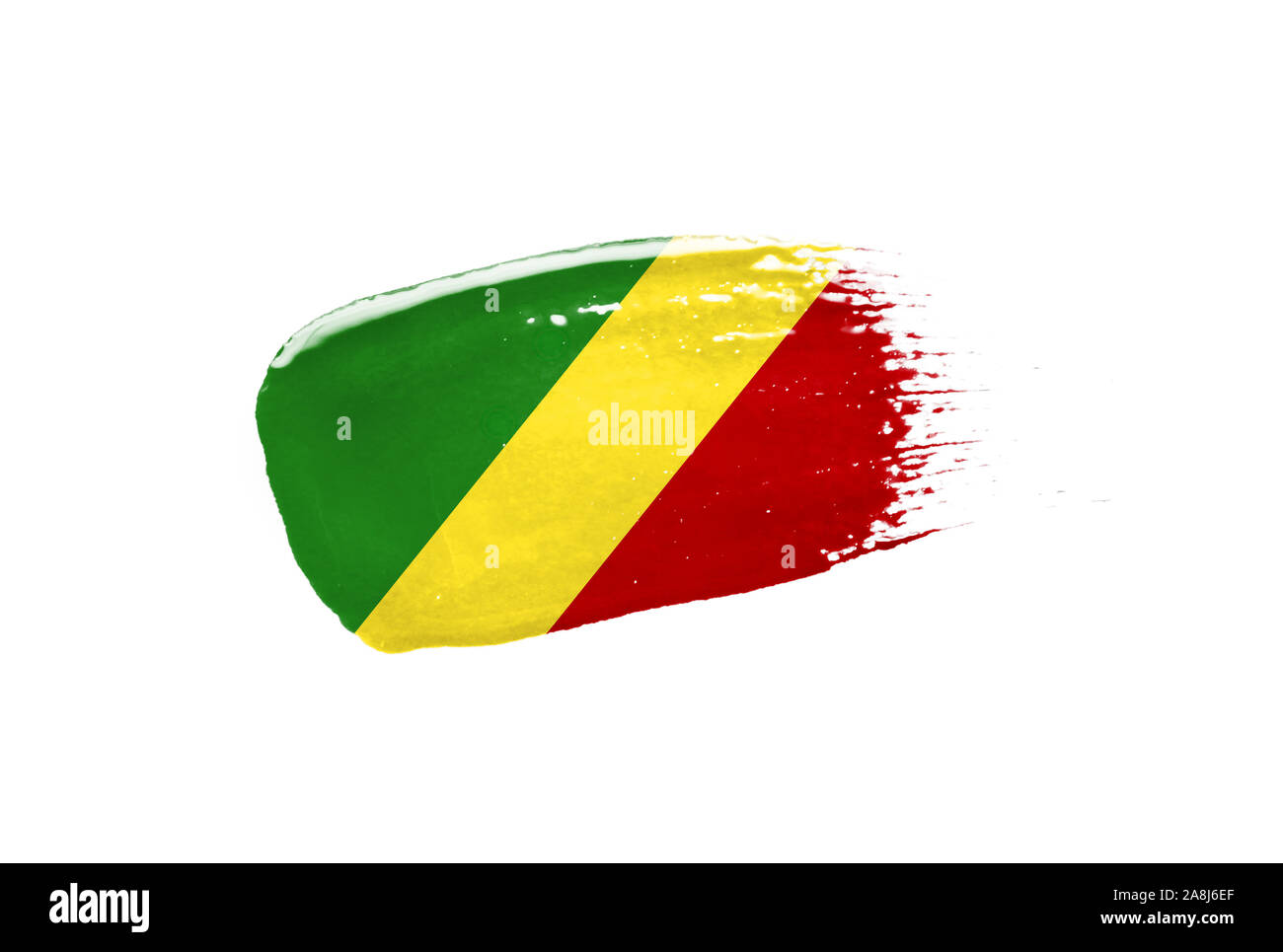 Brush painted Congo,Republic flag. Hand drawn style Stock Photo