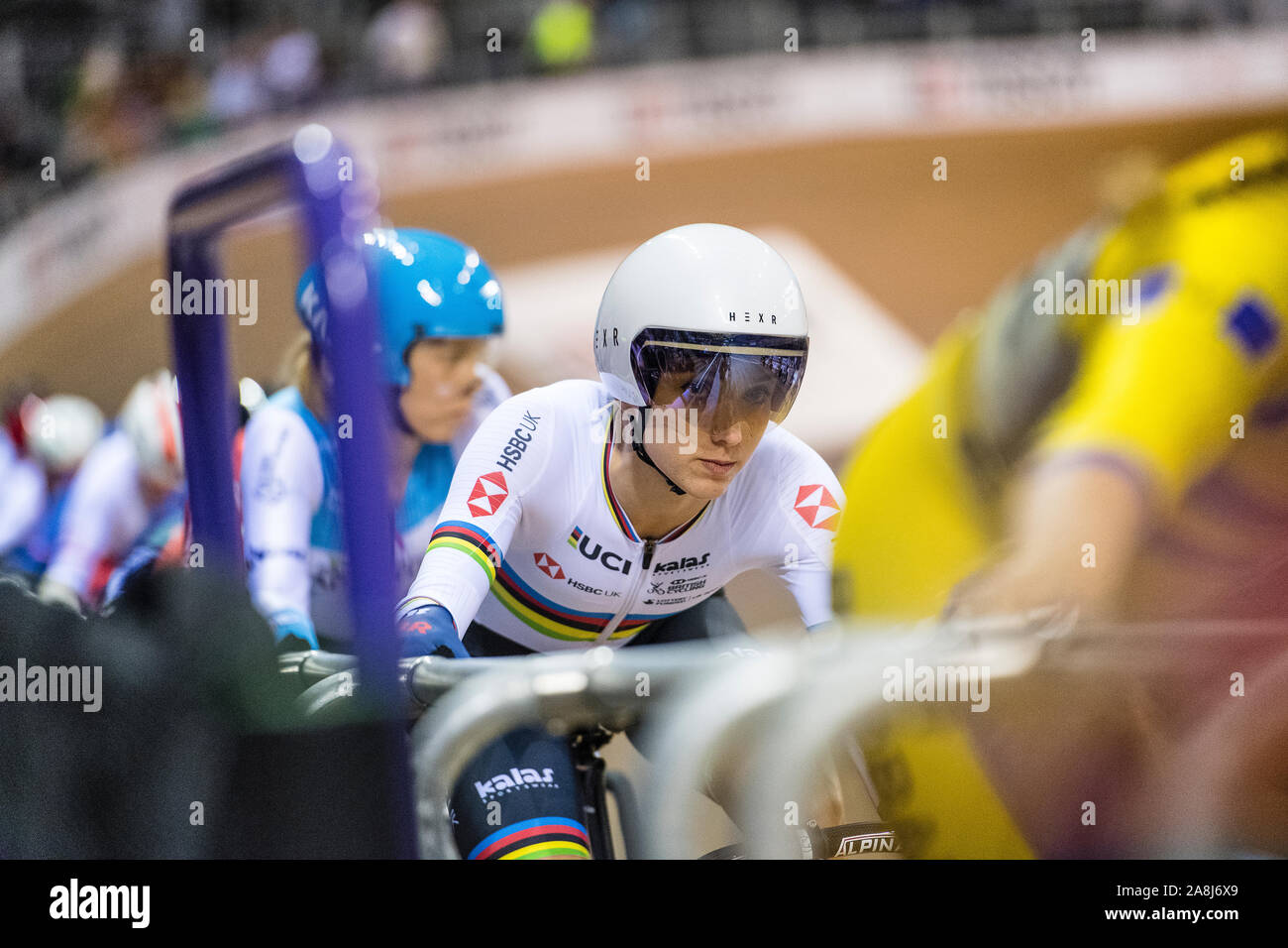 Elinor Barker UCI Velodrome Glasgow World Cup track racing Velodrome Stock Photo