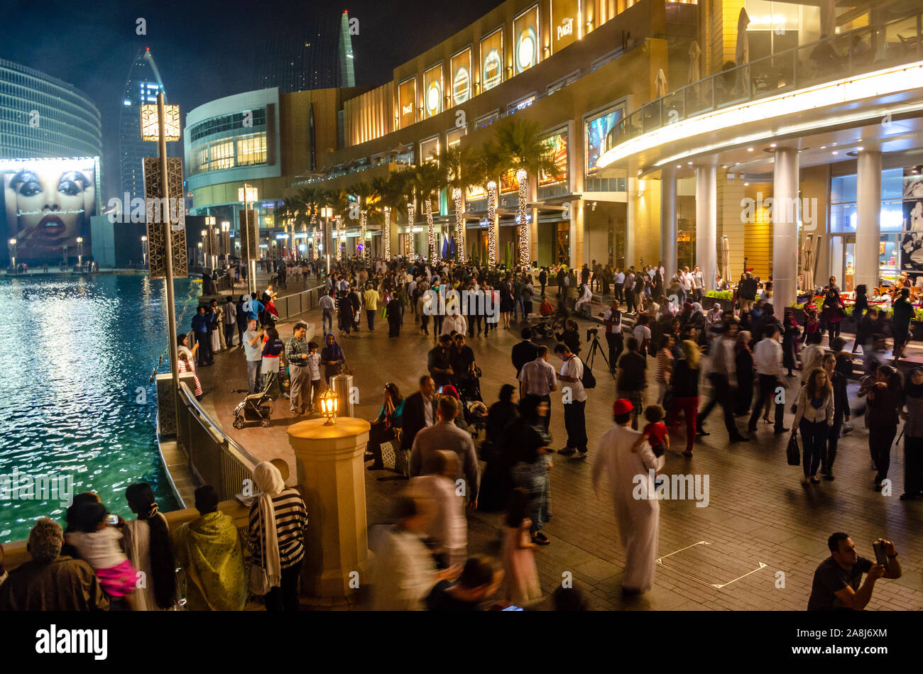 Tourists and visitors walking outside the Mall of Dubai, also known as