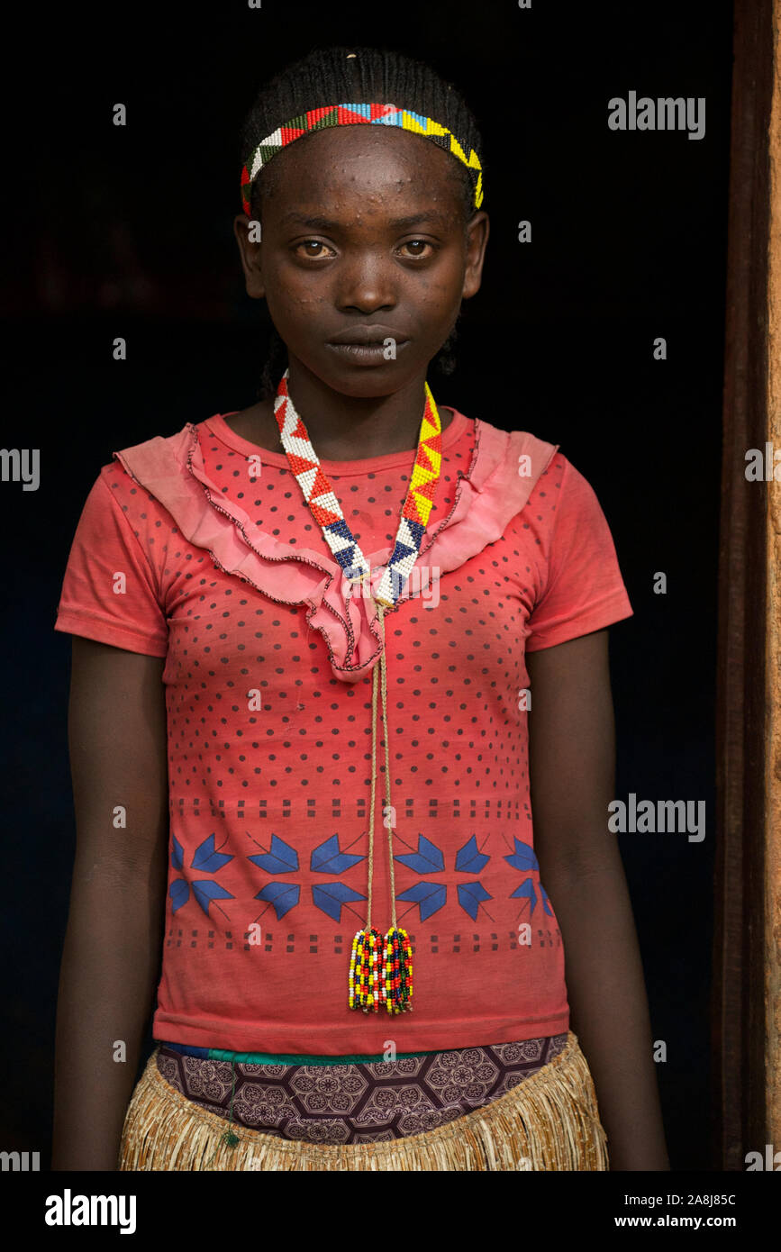 Ari girl, she is one of from the indigenous tribe called Ari OMO valley, she is a student. Stock Photo