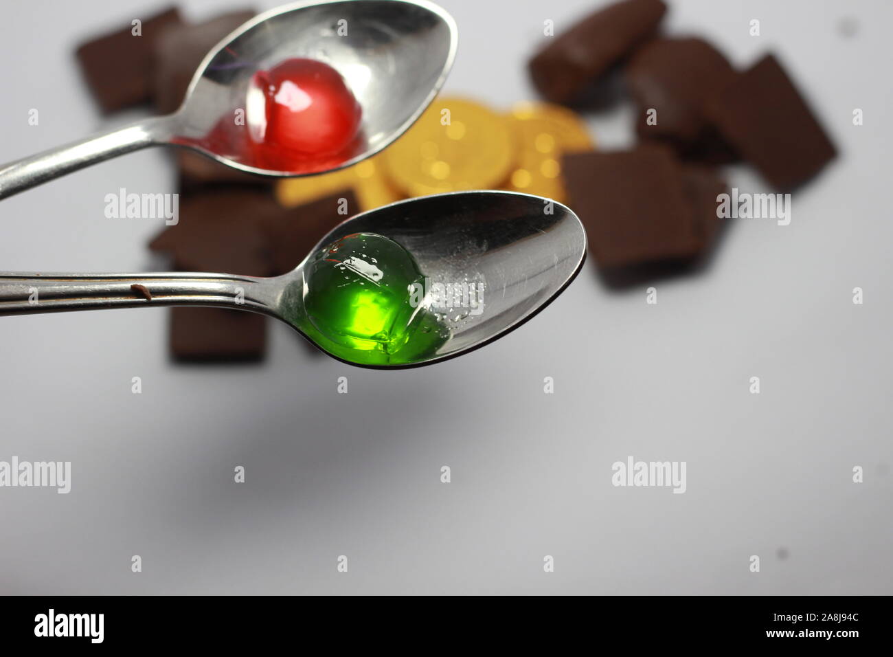 Kids favorite jelly chocolate over a spoon Stock Photo Alamy