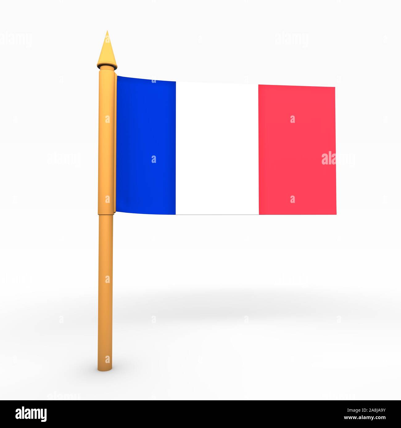 Find 3D Render France Flag on White Background Royalty Free Stock ...