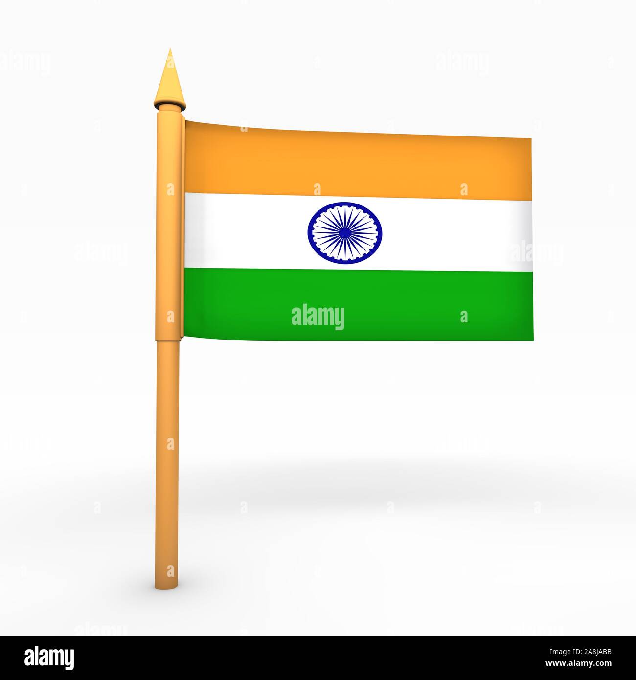 Find 3D Render India Flag on White Background Royalty Free Stock ...