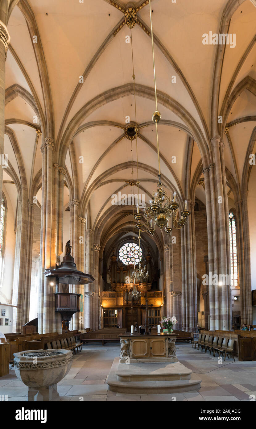 Strasbourg, Bas-Rhin / France - 10 August 2019: interior view of the Saint Thomas' Church in Strasbourg Stock Photo