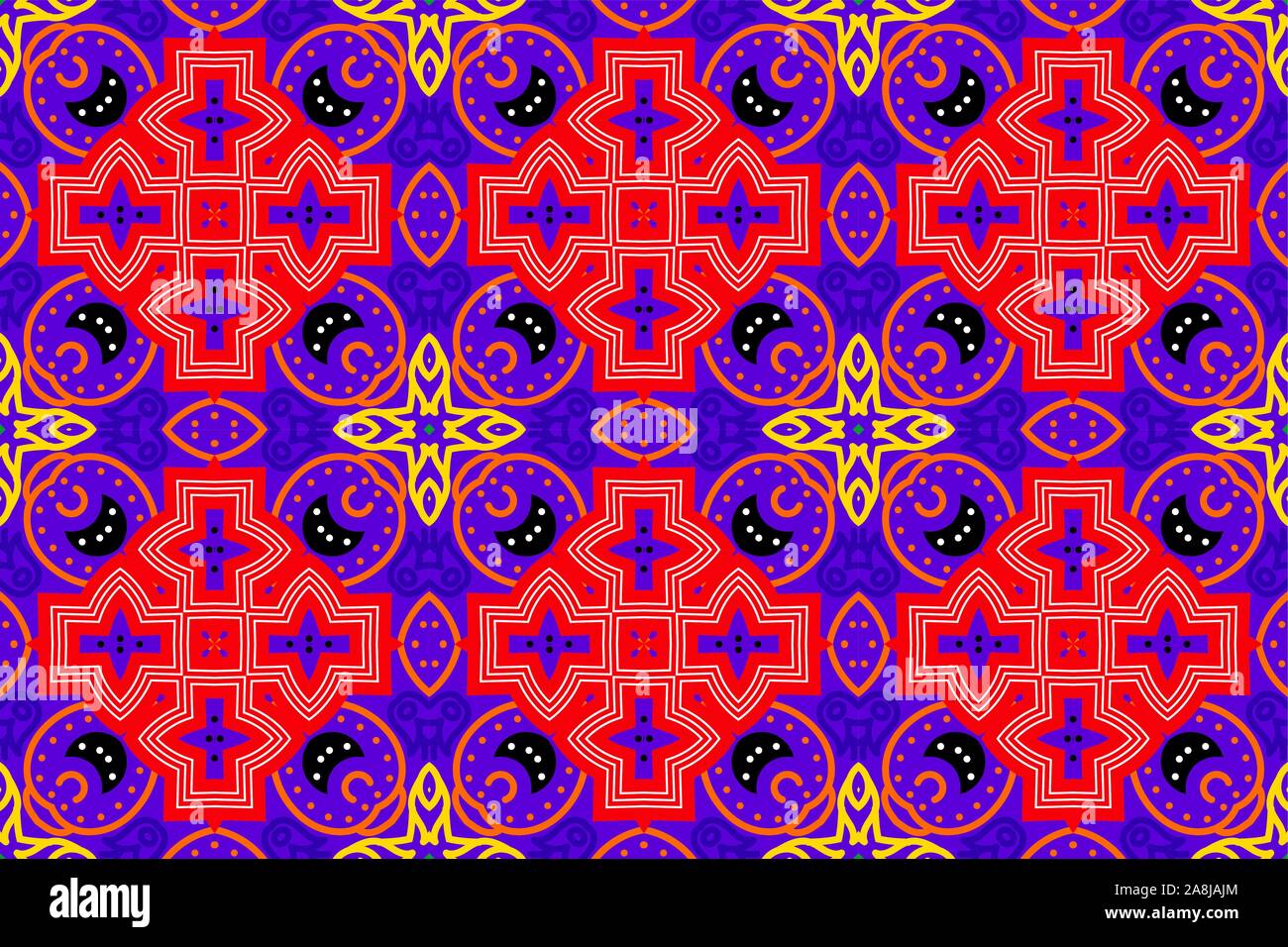 Portuguese azulejo tiles. Encaustic seamless patterns, prints Stock Vector