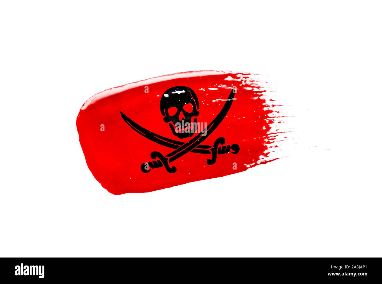 brush painted flag of Pirates red isolated on white background Stock ...