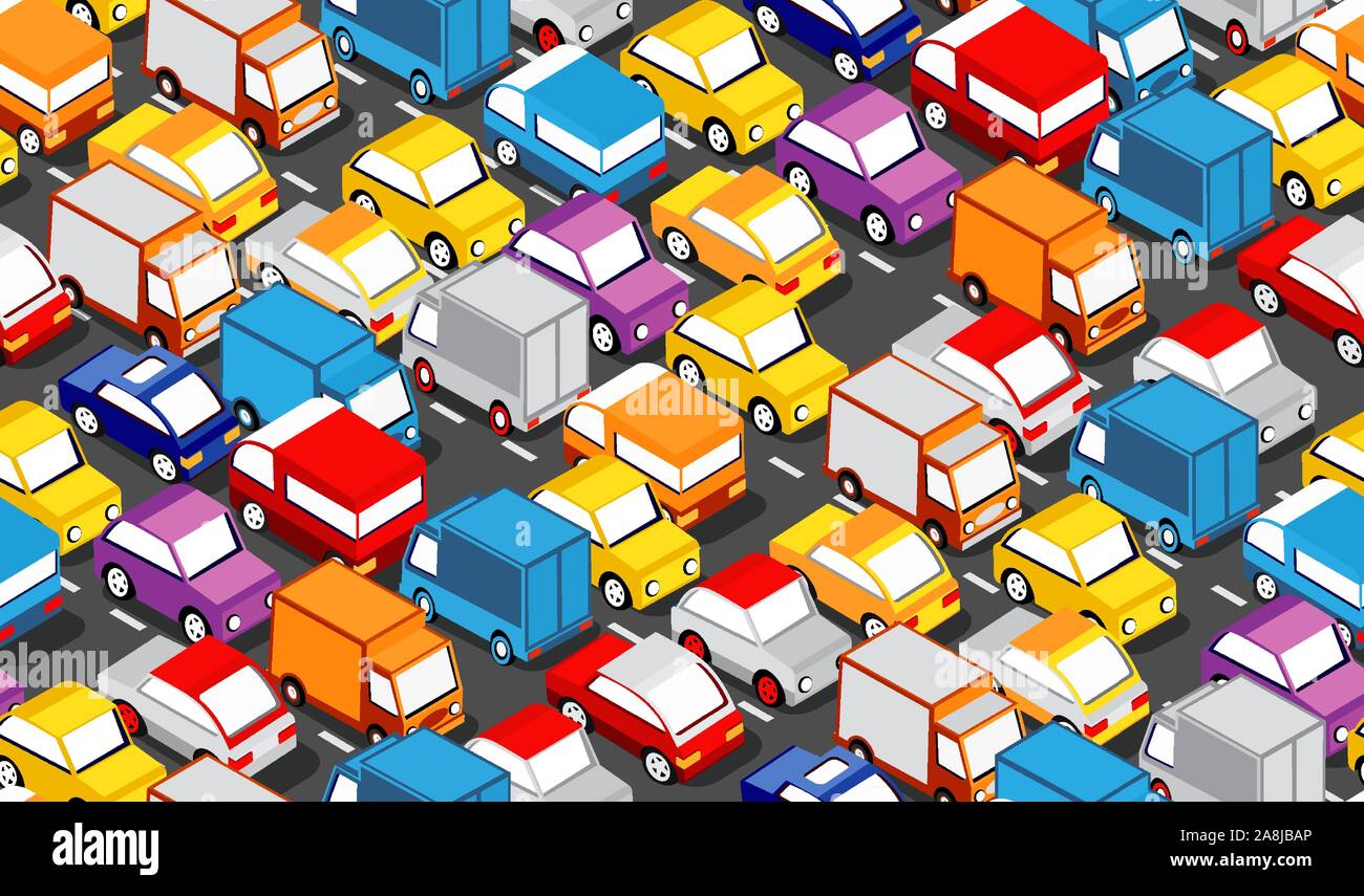 Isometric area of the city car Stock Vector