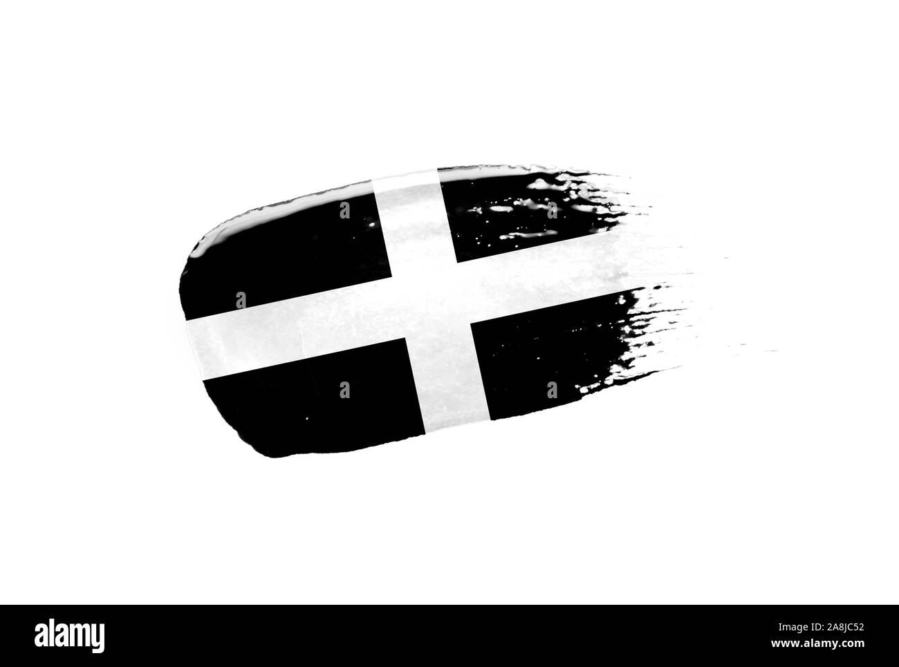 brush painted flag of St Piran isolated on white background Stock Photo