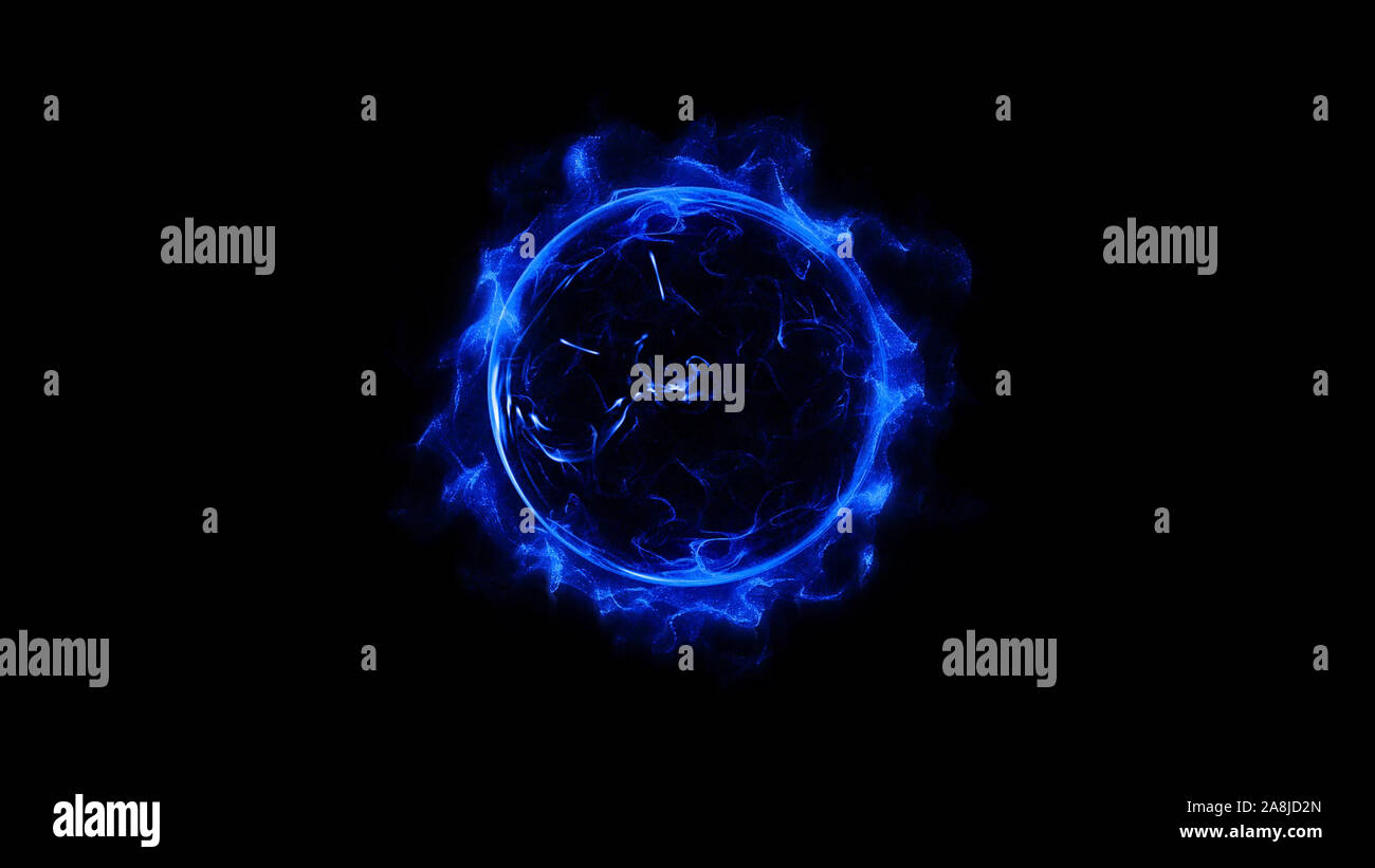 Blue circular shinning glowing light ring sparkle powerful effect dust ...