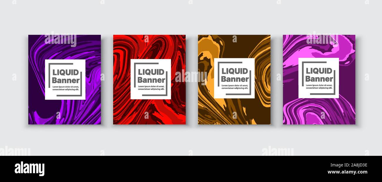 Set background style decorative abstract flowing Stock Vector