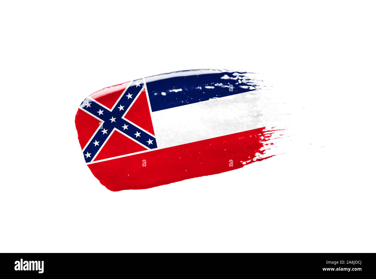 brush painted flag State of Mississippi isolated on white background ...