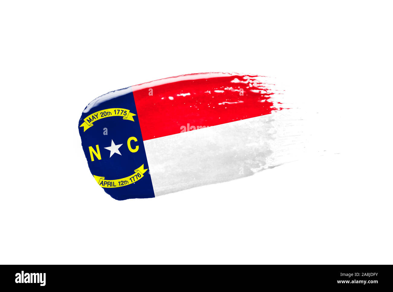 brush painted flag State of North Carolina isolated on white background ...