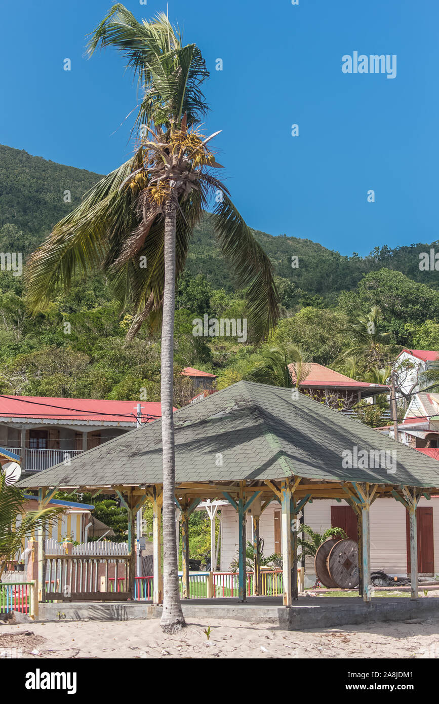 Guadeloupe, the Saintes islands, typical houses in the village Stock