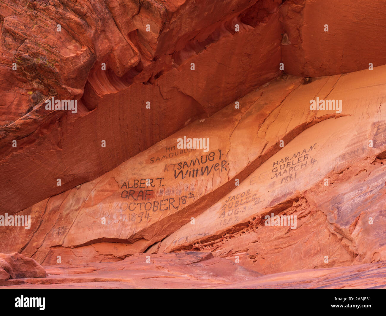 Pioneer Names, Snow Canyon State Park, Saint Utah Stock Photo