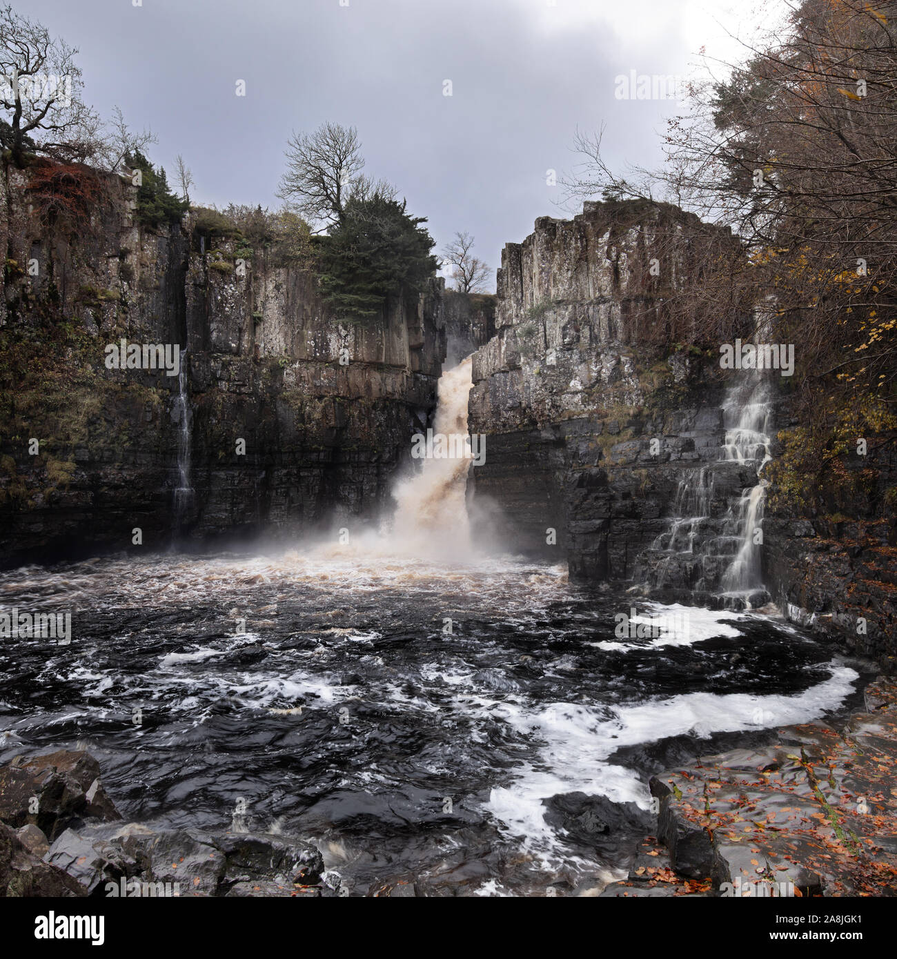 High-force waterfall on the River Tees in County Durham, United Kingdom Stock Photo