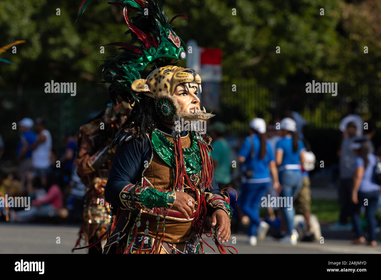 Washington DC, USA - September 21, 2019: The Fiesta DC, The Fiesta DC Parade, guatemalans wearing traditional clothing representing the Indigenous peo Stock Photo
