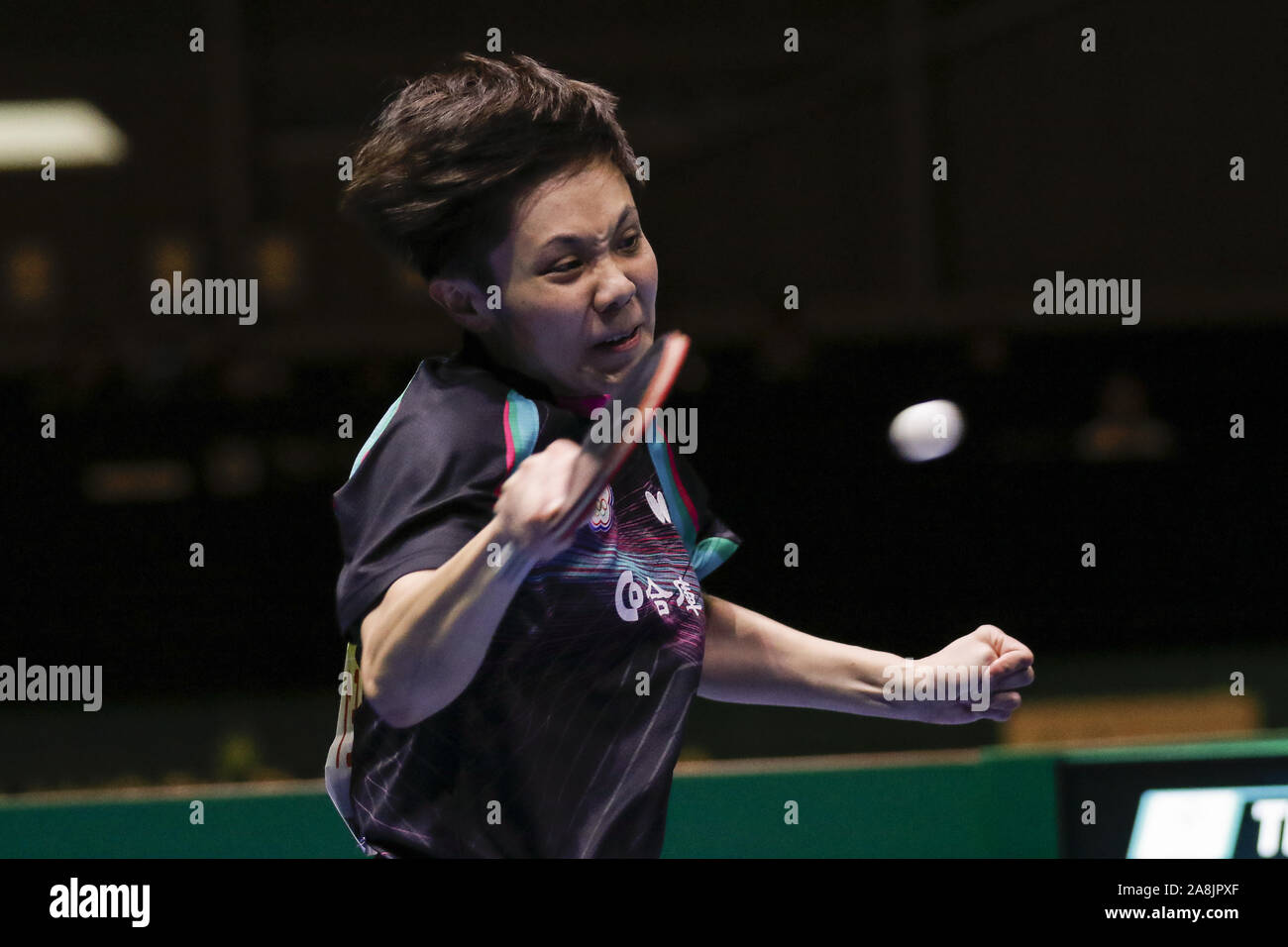 Tokyo, Japan. 9th Nov, 2019. I-Ching Cheng of Chinese Taipei in action against Meng Chen of China during the Women's Teams Semifinals match at the International Table Tennis Federation (ITTF) Team World Cup Tokyo 2019 at Tokyo Metropolitan Gymnasium. China defeats Chinese Taipei 3-0. Credit: Rodrigo Reyes Marin/ZUMA Wire/Alamy Live News Stock Photo