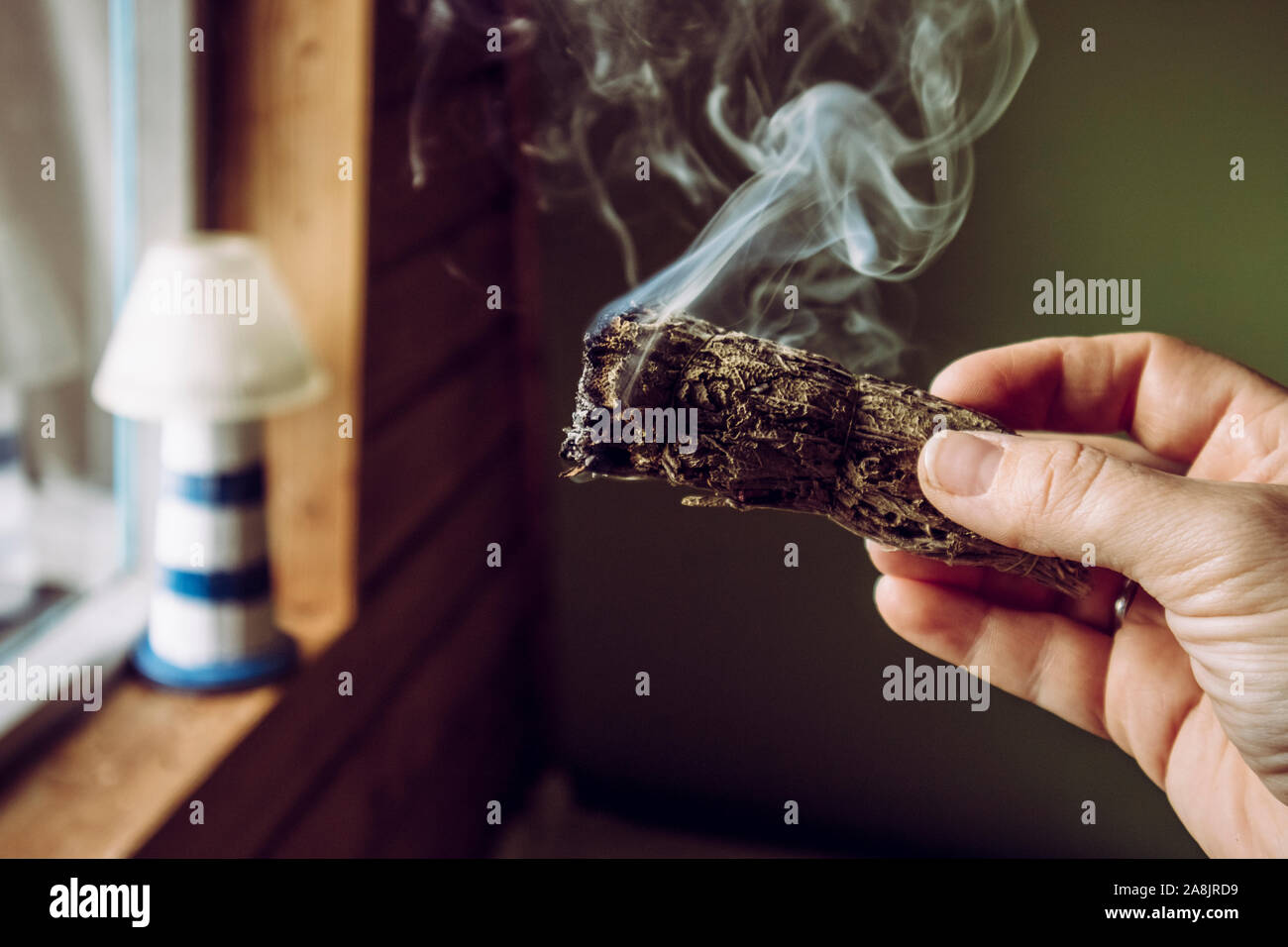 Smudging spiritual burning smoking sage hi-res stock photography and images 