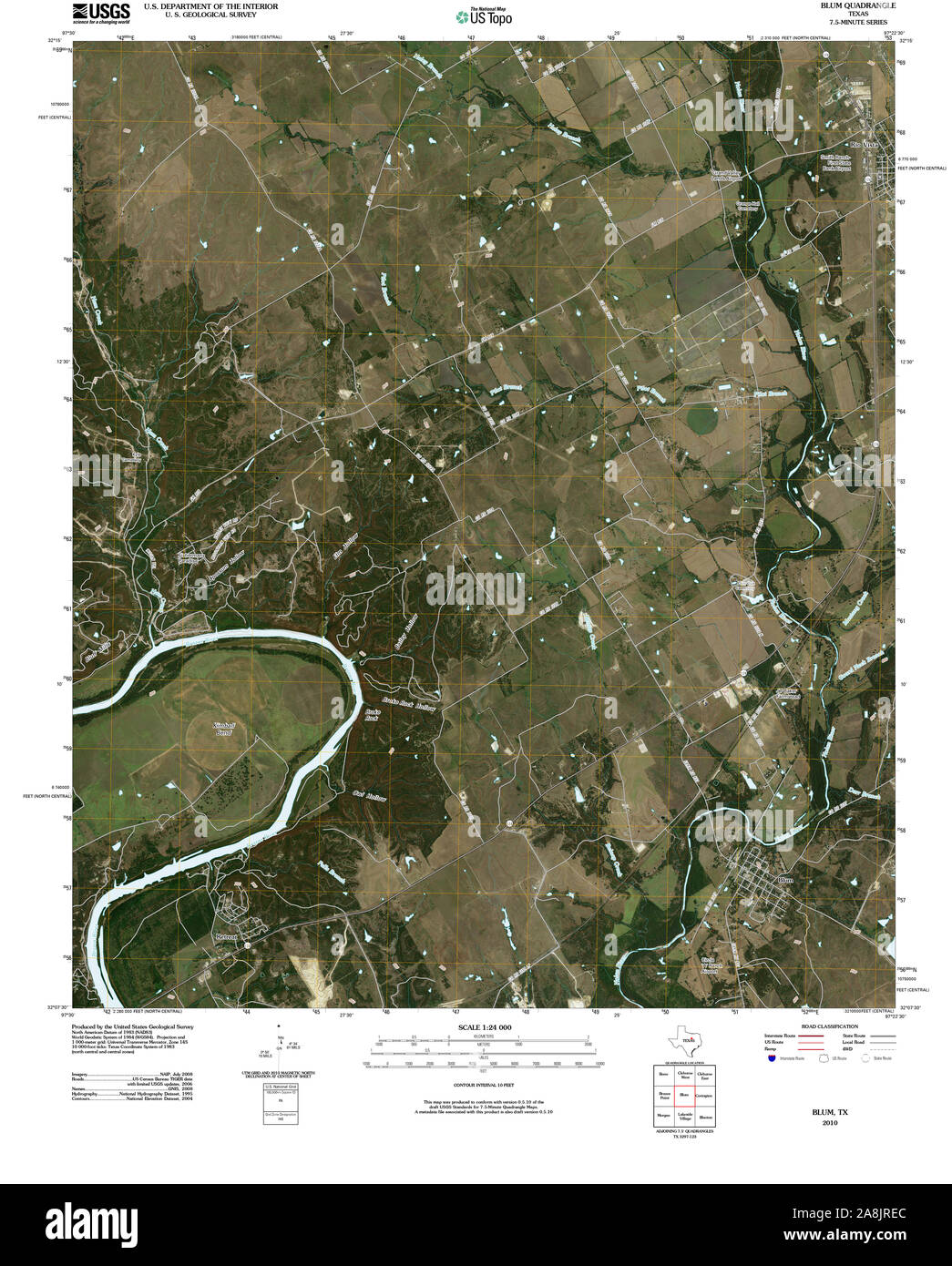 USGS TOPO Map Texas TX Blum 20100416 TM Restoration Stock Photo Alamy