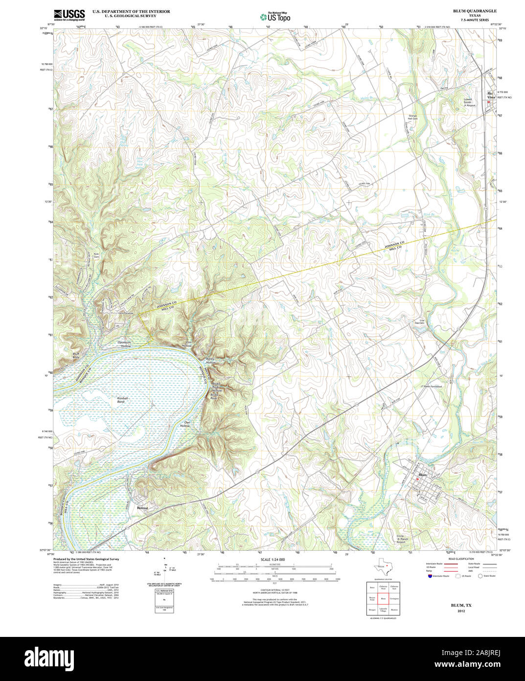 USGS TOPO Map Texas TX Blum 20121126 TM Restoration Stock Photo Alamy