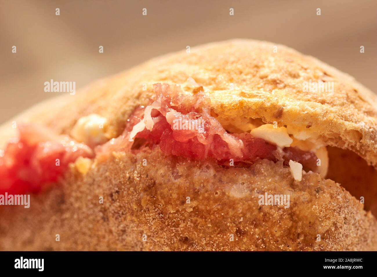 A sandwich of minced raw veal from a food truck in Bra, Piemonte, Italy Stock Photo