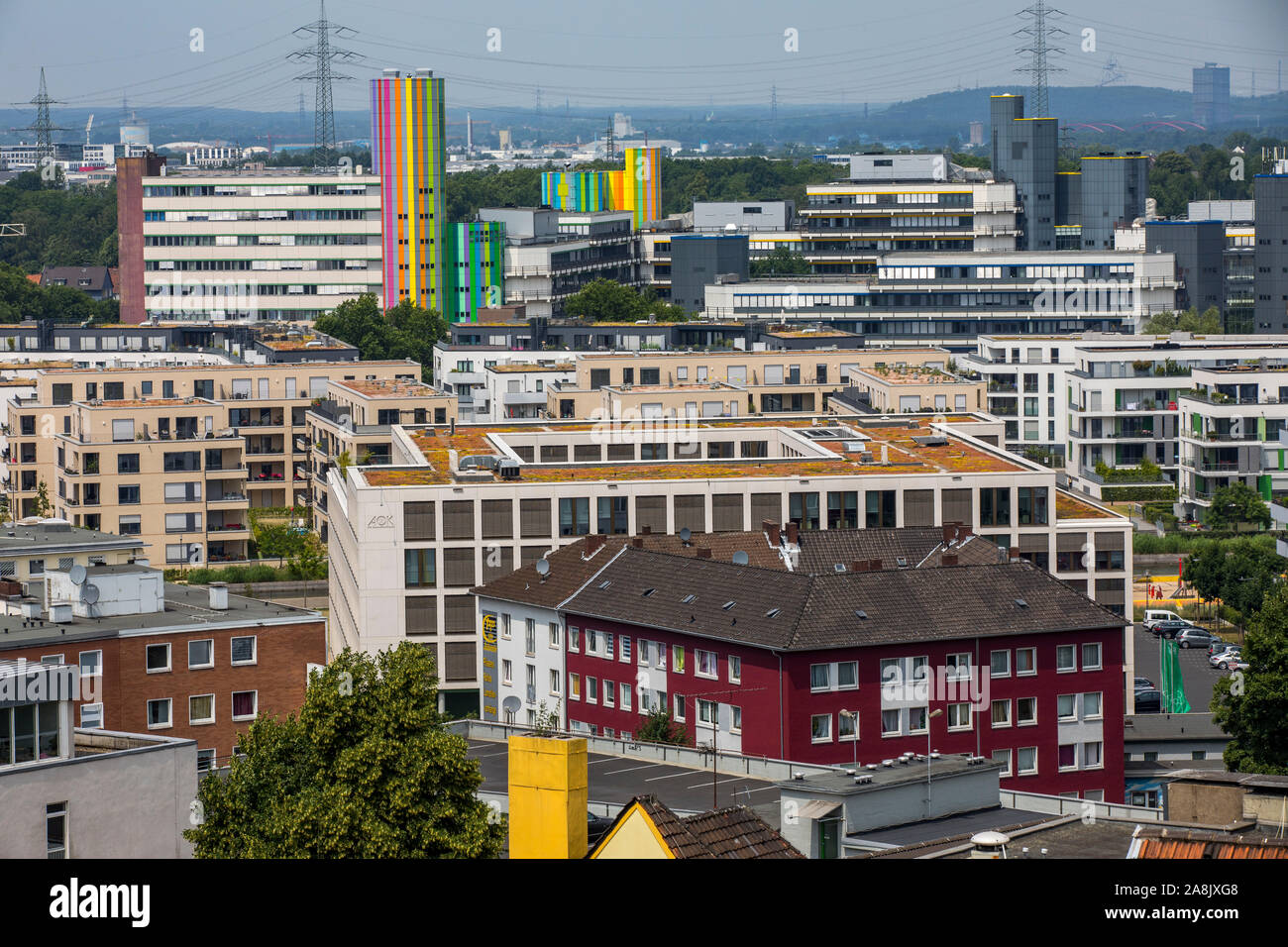 View over the northern city centre of Essen, university, Stock Photo