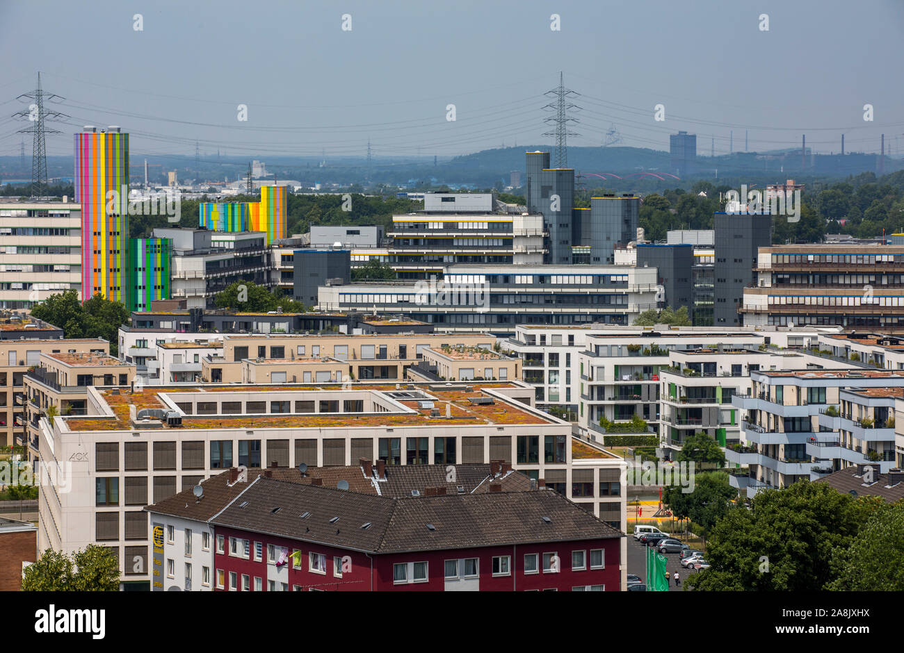 View over the northern city centre of Essen, university, Stock Photo