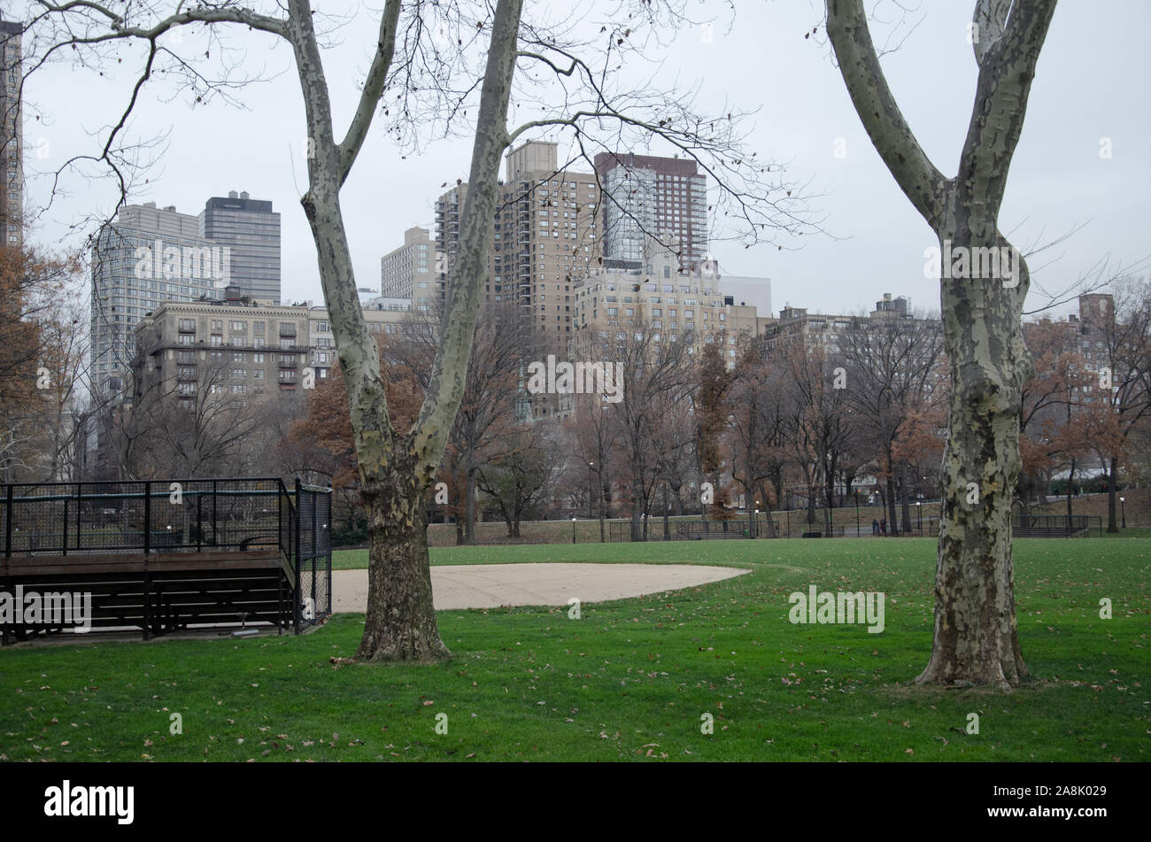 A baseball field in Central Park, Manhattan, New York City Stock Photo