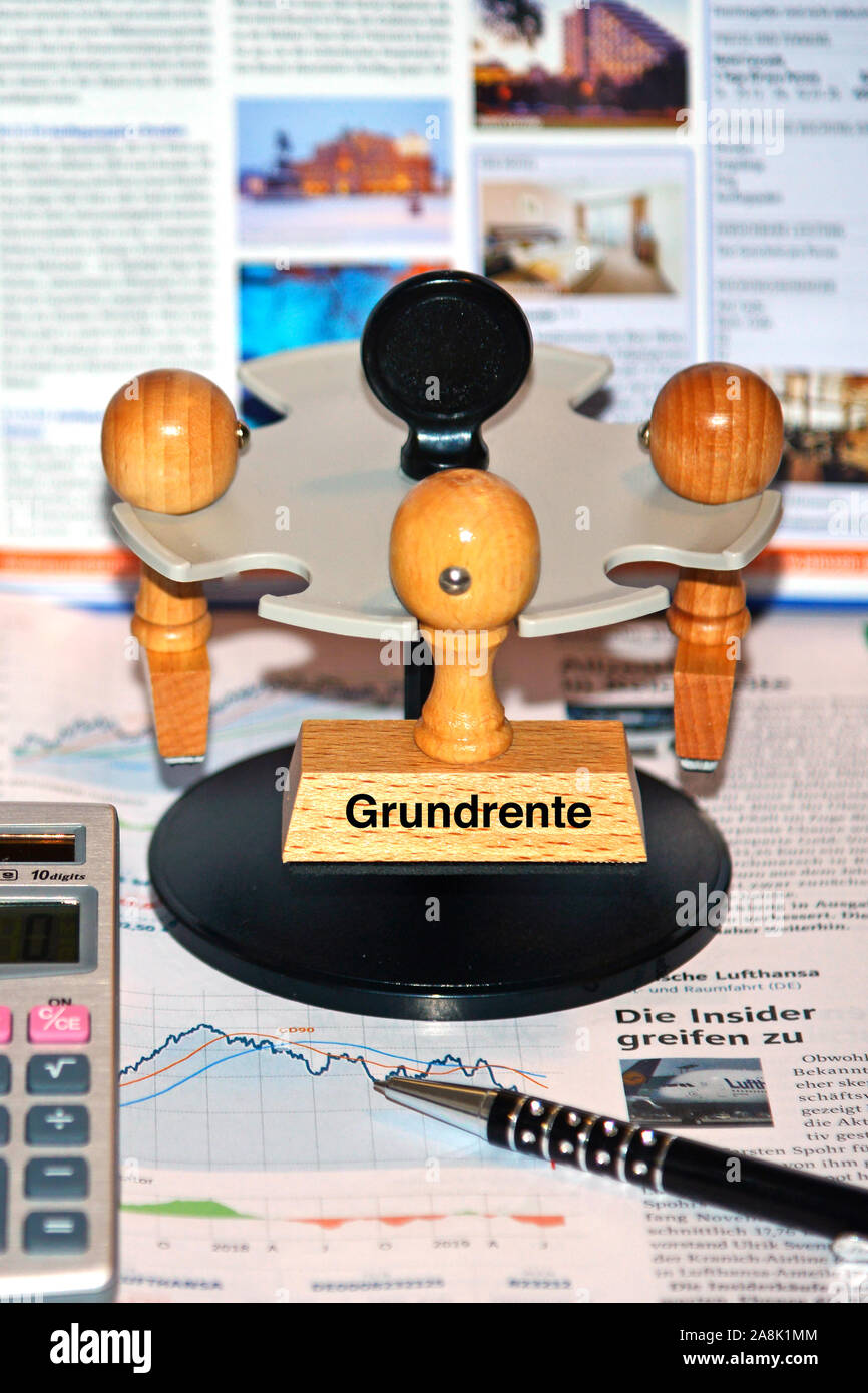 Stempel mit der Aufschrift: Grundrente, Stock Photo
