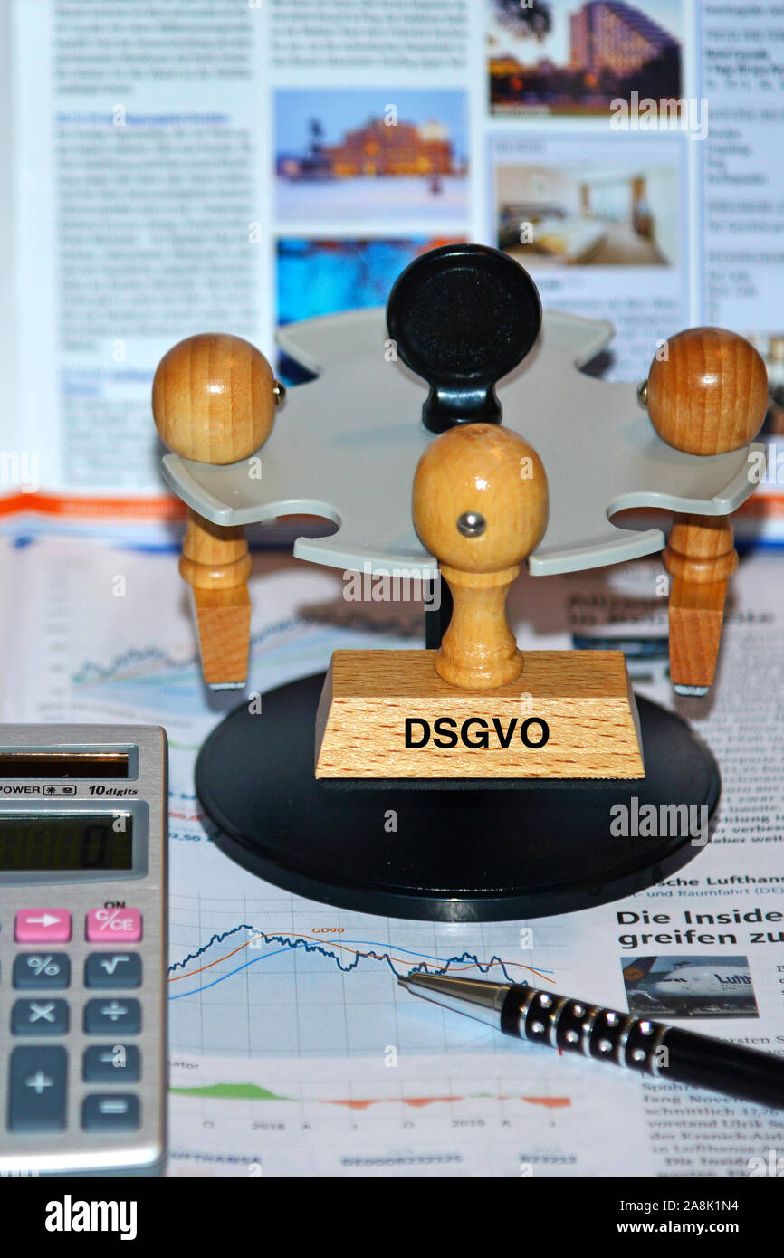 Stempel mit der Aufschrift: DSGVO, Datenschutzgrundverordnung, Stock Photo