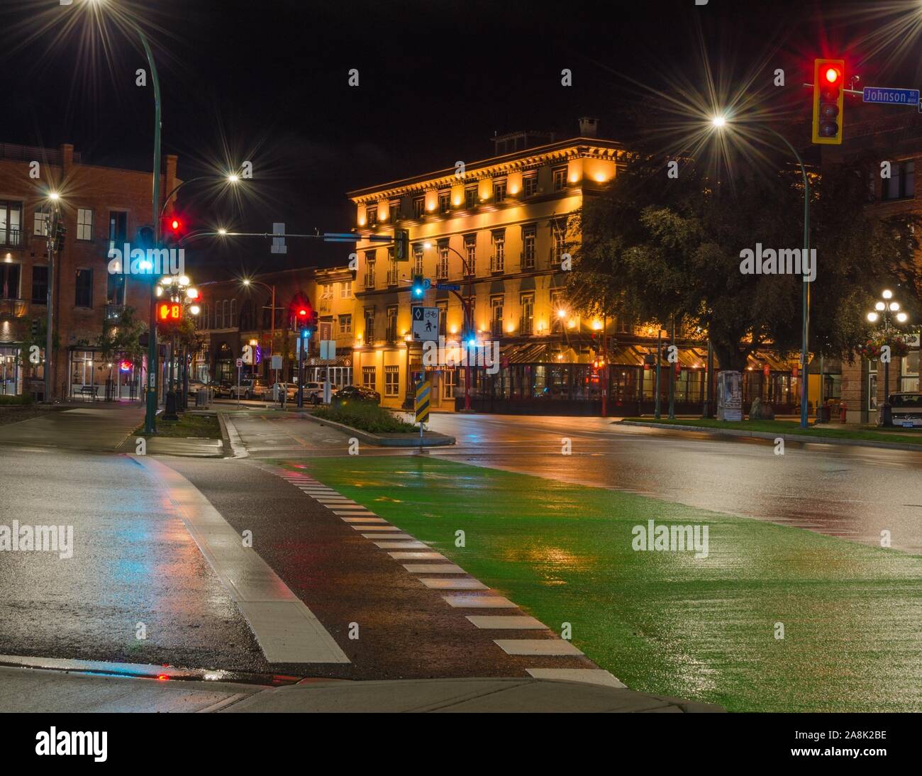 A bike path on Wharf Street in downtown Victoria, BC, Canada Stock ...