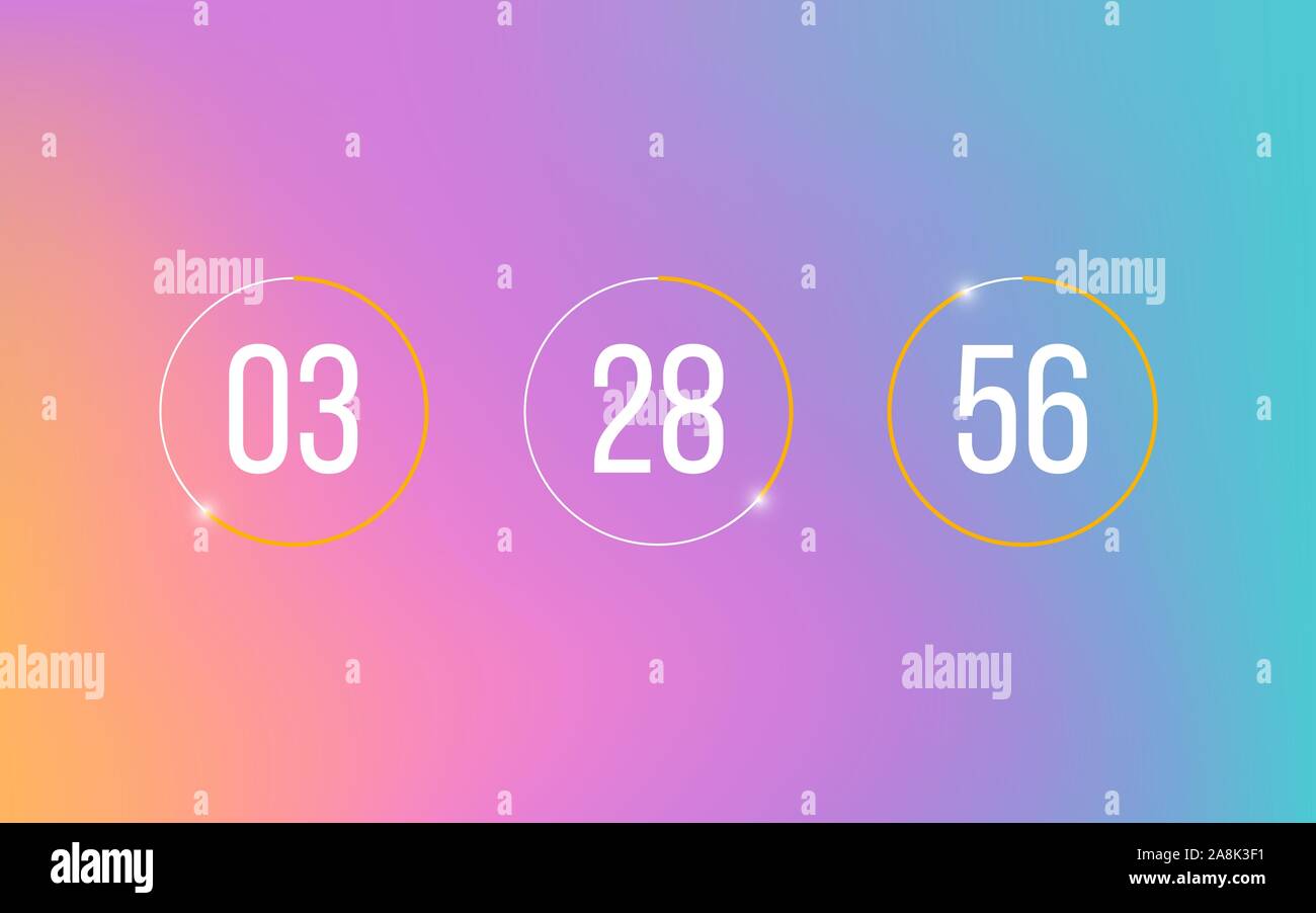 Countdown clock timer on soft gradient background. Modern counter with