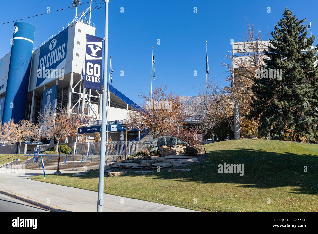 November 9, 2019 - Provo, UT, USA: Lavell Edwards Stadium on the campus of Brigham Young University, primarily used for college football Stock Photo