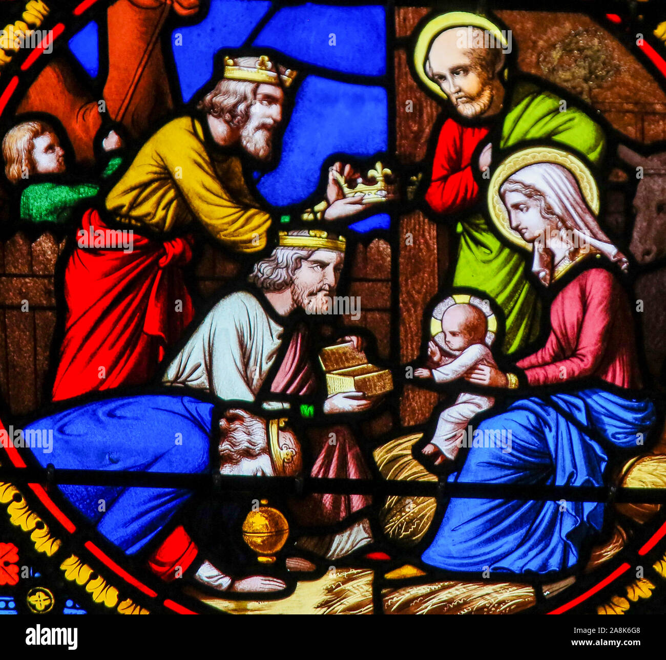 Stained Glass in the Chapel of Notre-Dame-des-flots (1857) in Sainte  Adresse, Le Havre, France, depicting the Epiphany or Visit of the Three  Kings in Stock Photo - Alamy