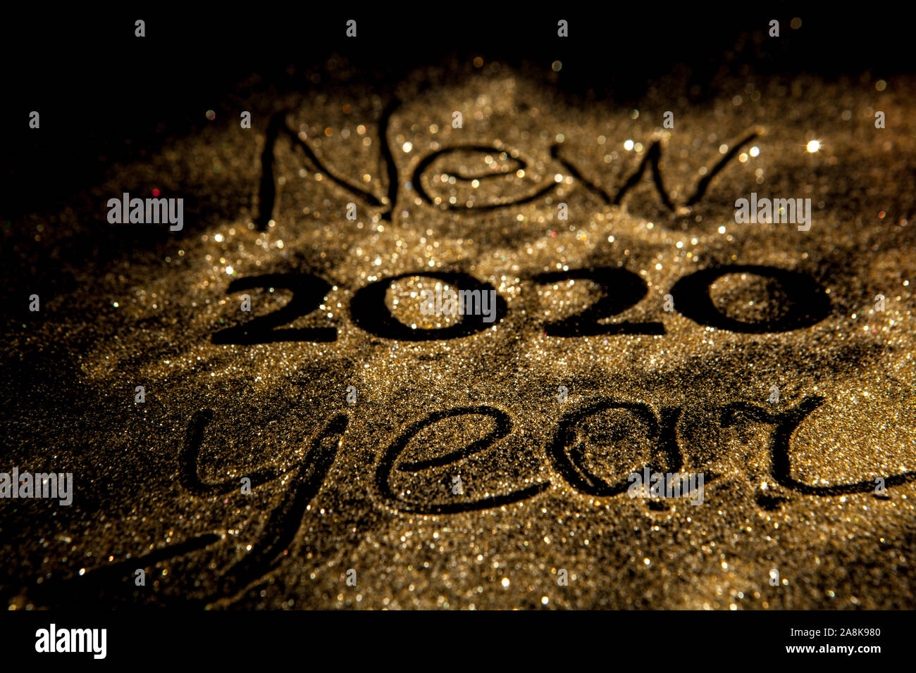 Happy New Year 2020. Beautiful sparkling Golden number 2020 on ...
