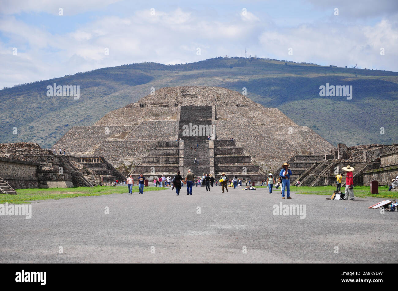 Teotihuacan,Mexico - July 06, 2011: View of the pyramid of the moon at aztec pyramid Teotihuacan, ancient Mesoamerican city in Mexico, locat Stock Photo