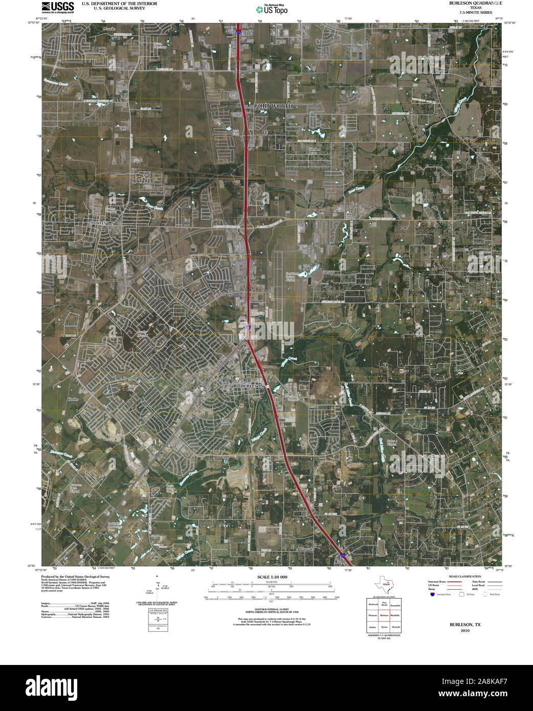 Usgs Topo Map Texas Tx Burleson 20100528 Tm Restoration Stock Photo - Alamy