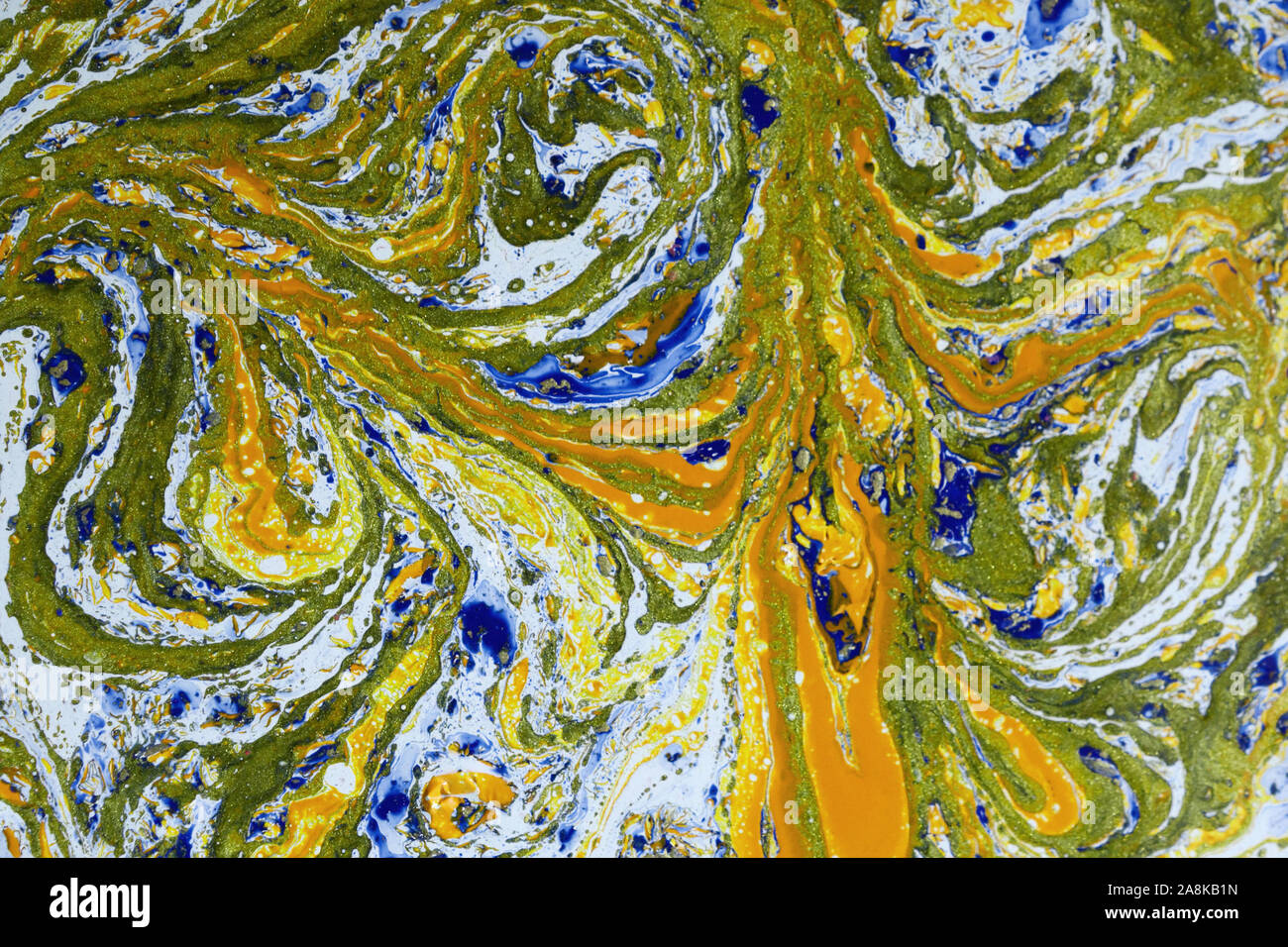 Marble abstract acrylic background. Marbling artwork texture. Agate ripple pattern. Gold powder. Stock Photo