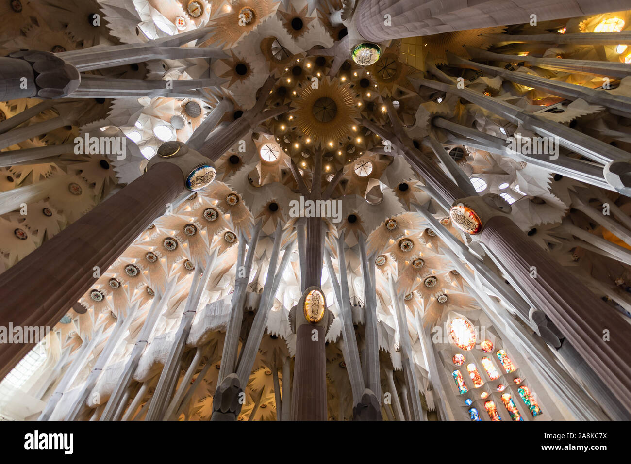 Intricate Ceiling Details Of The La Sagrada Familia Cathedral In