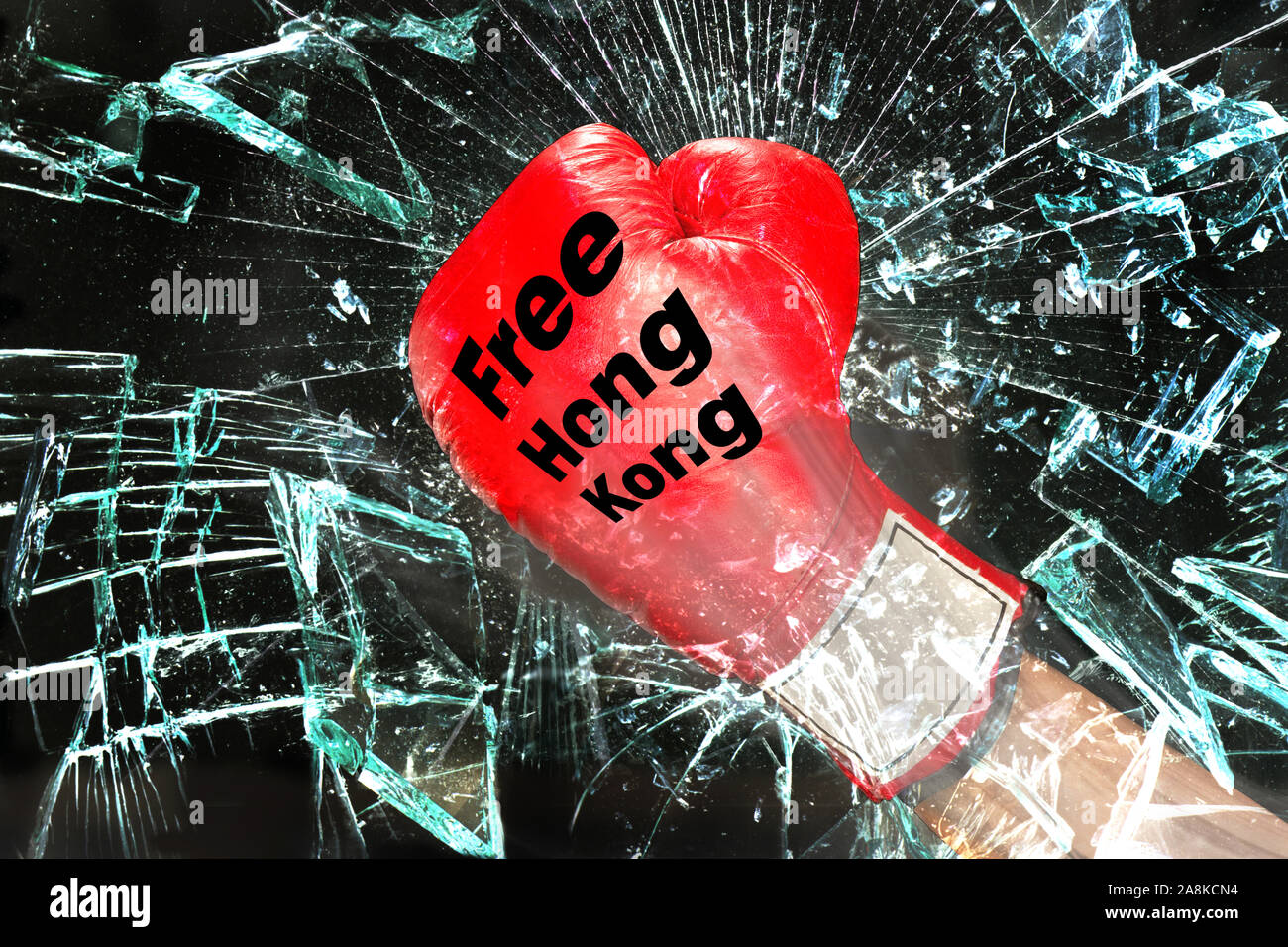 Free Hong Kong  Movement with boxing gloves. Stock Photo