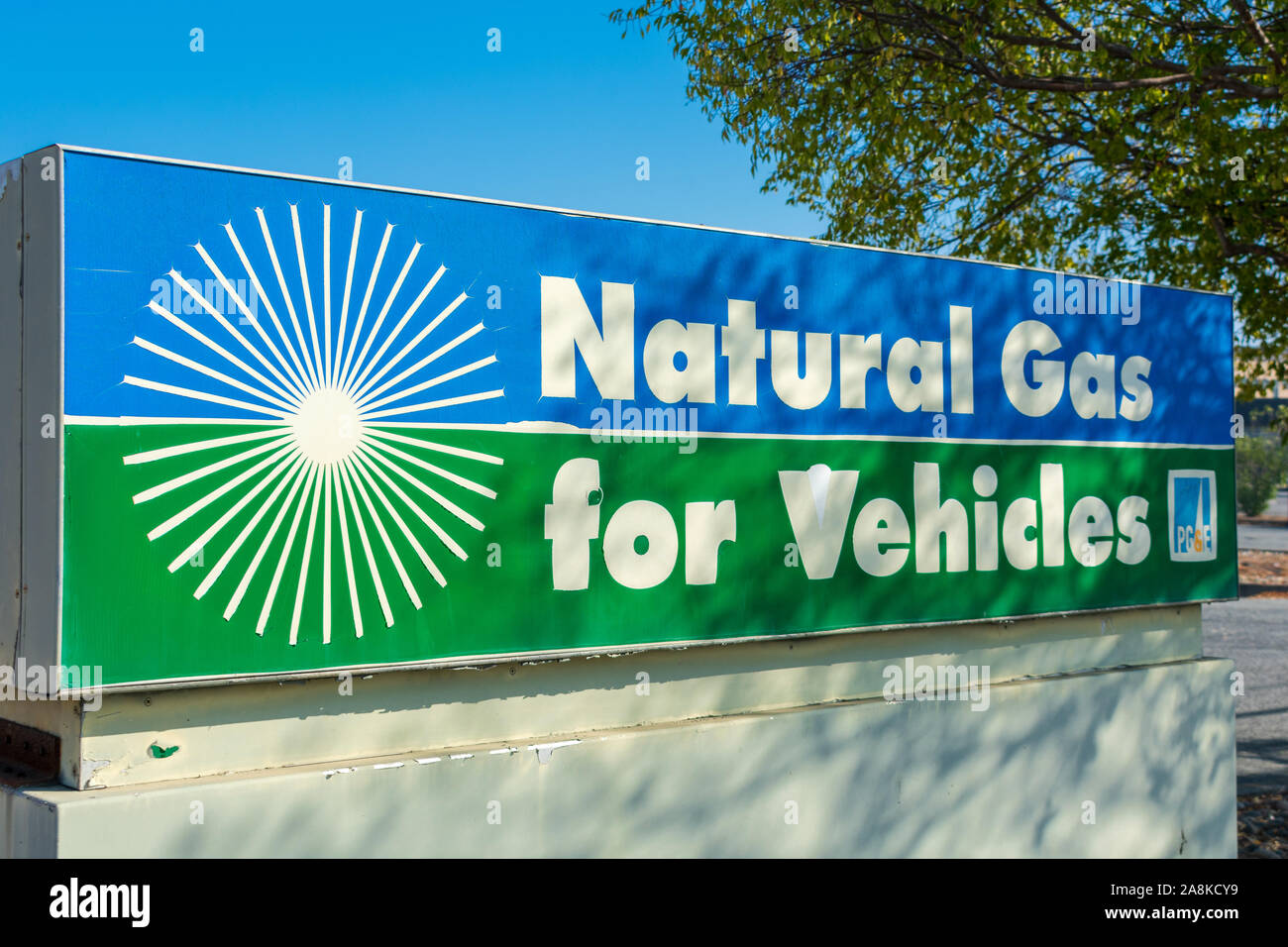 Natural gas for vehicles sign advertises cleanest burning alternative