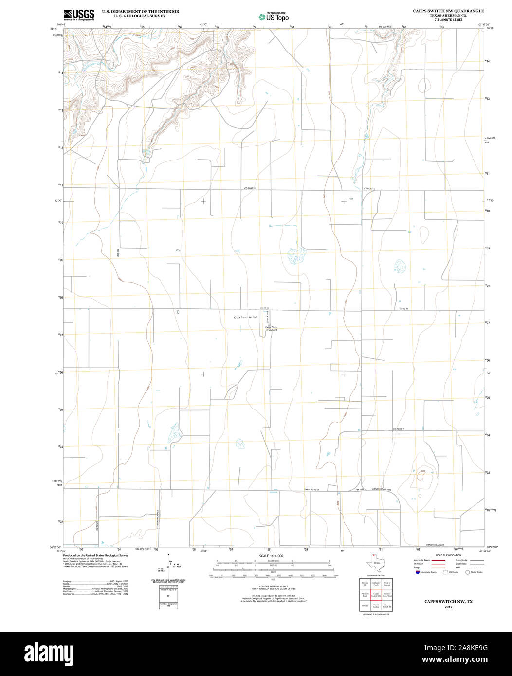USGS TOPO Map Texas TX Capps Switch NW 20121107 TM Restoration Stock