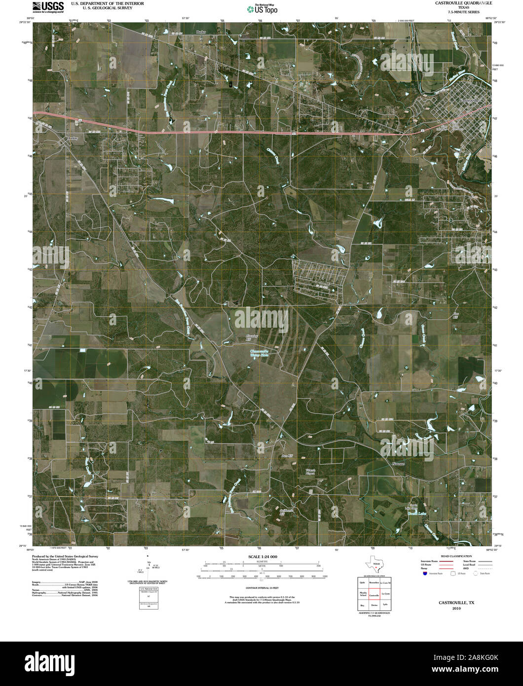 USGS TOPO Map Texas TX Castroville 20100514 TM Restoration Stock Photo