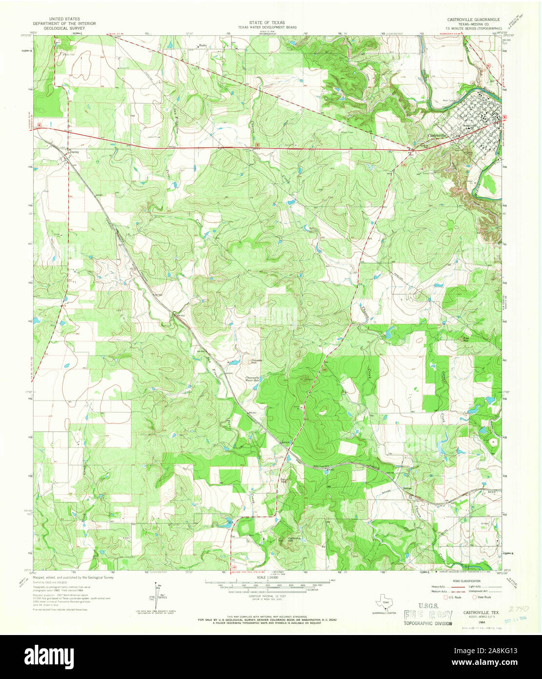 USGS TOPO Map Texas TX Castroville 106605 1964 24000 Restoration Stock Photo