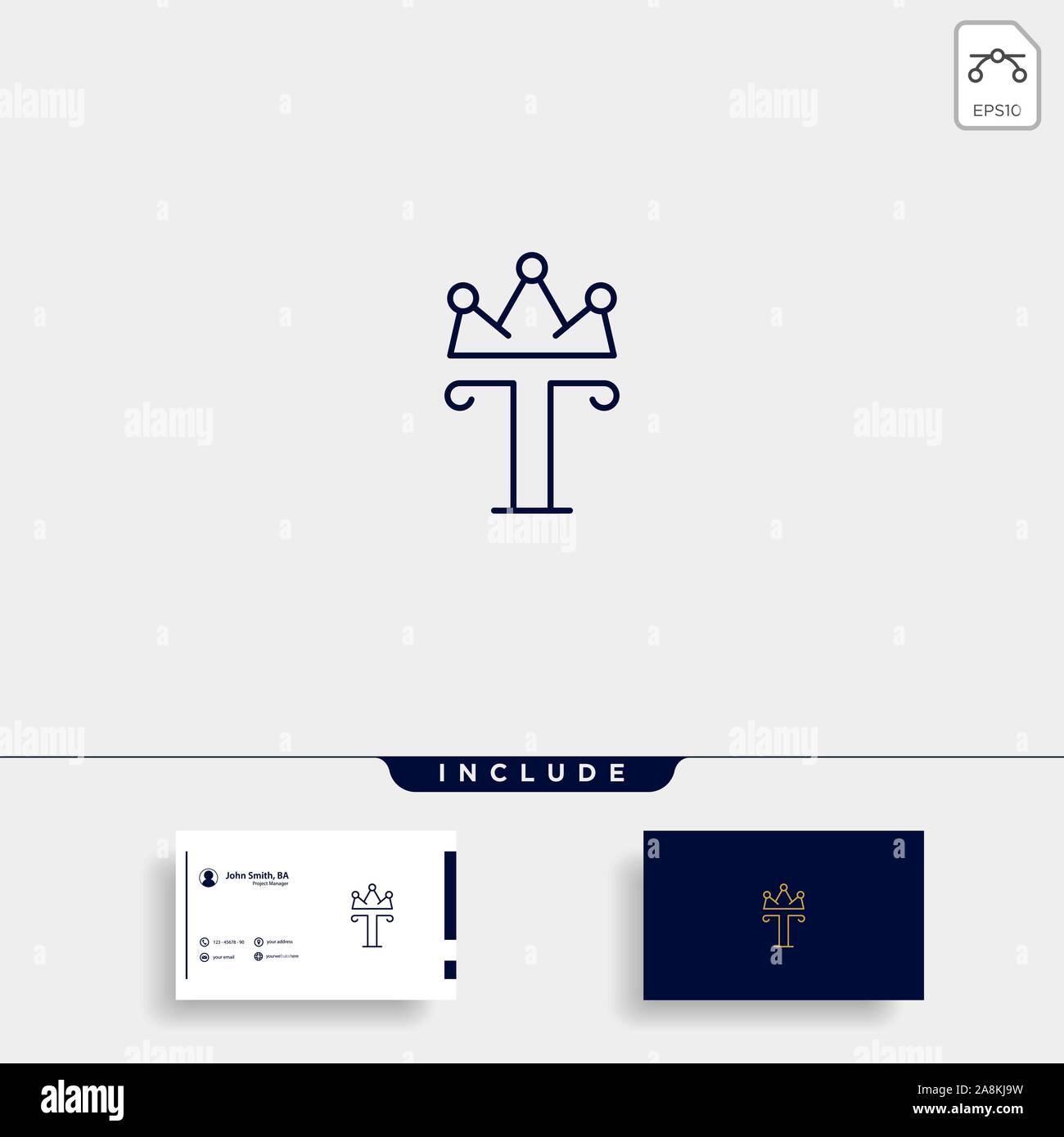 Letter T King Logo Template Vector Design Stock Vector